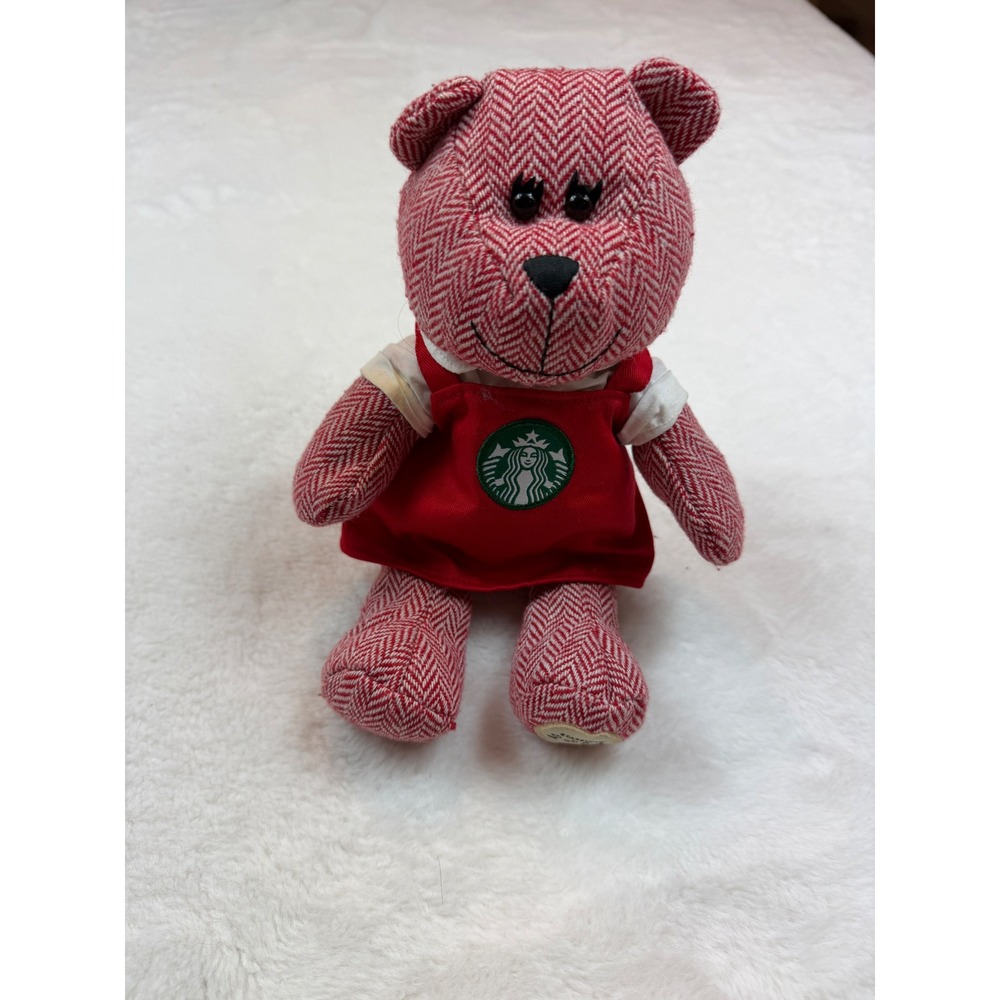 Starbucks Bearista Bear 2016 Holiday Red Herringbone Plush Collectible 91st Ed